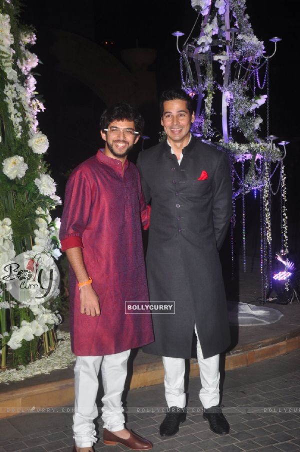 Dino Morea and Aditya Thackeray at the Sangeet Ceremony of Riddhi Malhotra and Tejas Talwalkar