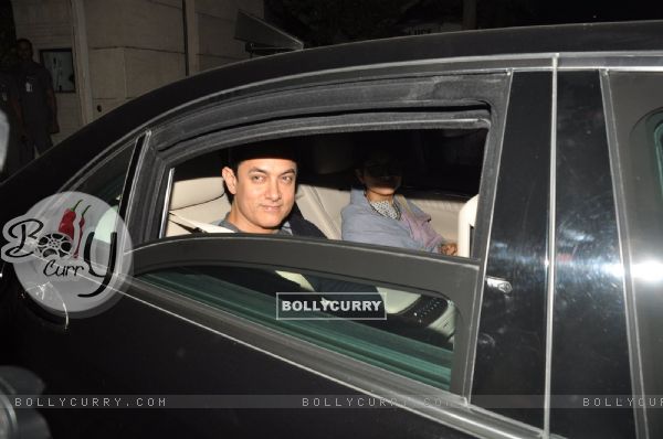 Aamir Khan and Kiran Rao were snapped at the Special Screening of P.K. at Ambani's Residence