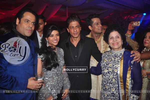 Shah Rukh Khan poses with Uday and Shirin at their Sangeet Ceremony