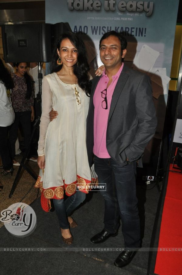 Dipannita Sharma poses with Joy Sengupta at Take It Easy Movie Launch