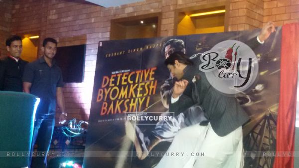 Sushant Singh Rajput strikes a pose at the Poster Launch of Detective Byomkesh Bakshy!