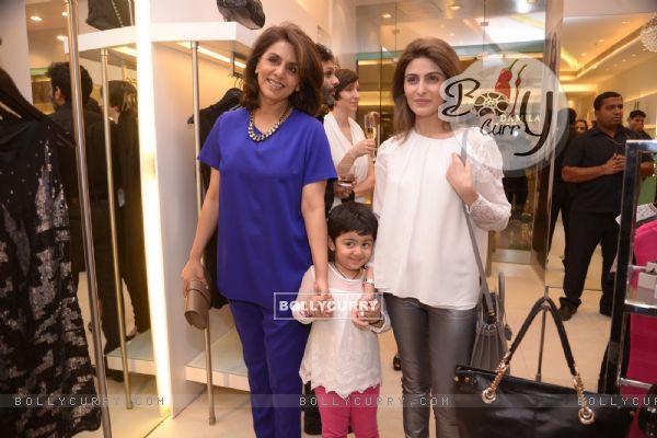 Neetu Singh poses with daughter Riddhima Kapoor and grand daughter at After Shock's Store Launch