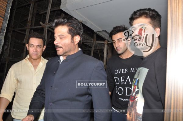 Aamir Khan was snapped greeting guests at his Residence