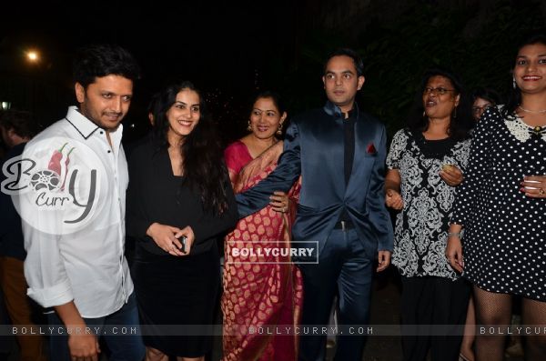 Riteish and Genelia pose with family members at Midnight Mass