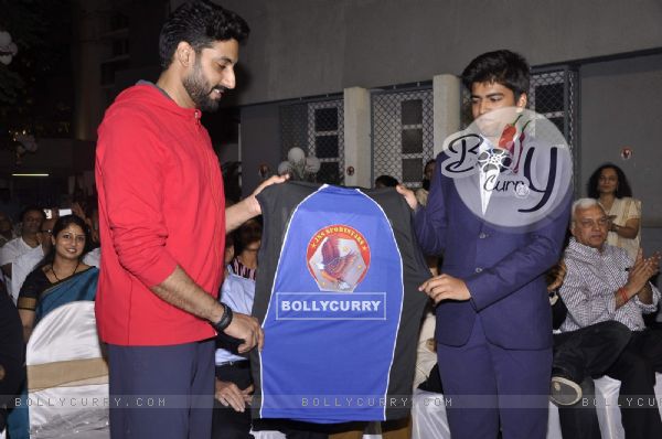 Abhishek Bachchan launches the Jersey of Jamnabai Narsee School's World-class Multisport Court