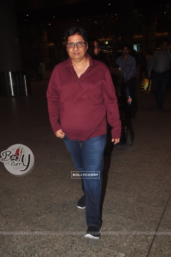 Vashu Bhagnani poses for the media at Airport