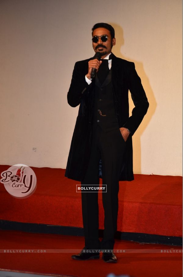 Dhanush interacts with the audience at the Trailer Launch of Shamitabh
