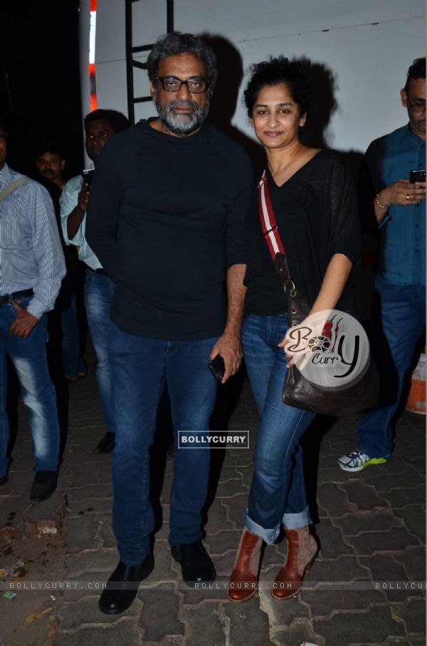 R. Balki and Gauri Shinde pose for the media at the Trailer Launch of Shamitabh