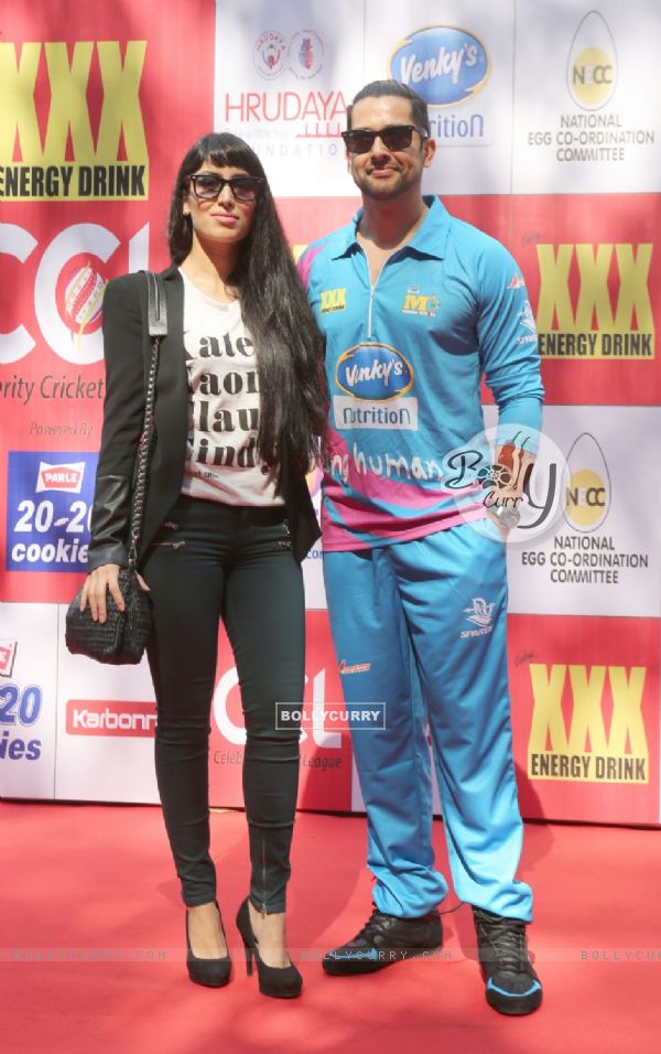 Aftab Shivdasani with his fiance were seen at the CCL Match Between Mumbai Heroes and Veer Maratha