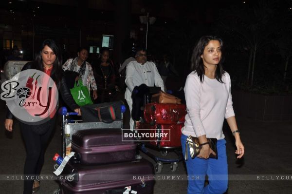 Surveen Chawla and Richa Chadda were snapped at Airport