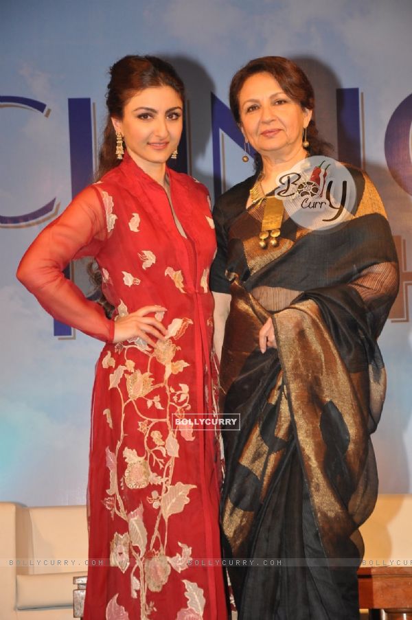 Soha Ali Khan and Sharmila Tagore pose for the media at the Clinic Plus Scholarship Event