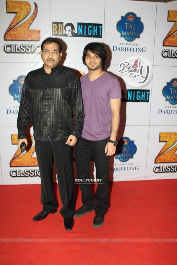 Sudesh Bhosle poses with Son Siddhanta Bhosle at the Celebration of 75 years of Musical Genius - R.D