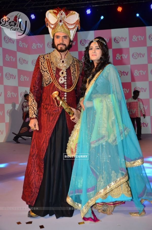 Sooraj Thapar and Pankhuri Awasthy pose for the media at the Launch of '& TV'