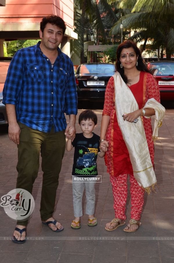 Rajesh Kumar with his family at Anurag Basu's Saraswati Pooja