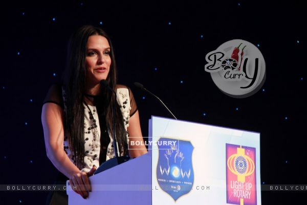 Neha Dhupia addressing the audience at Discon District Conference