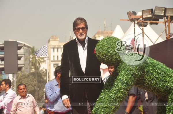 Amitabh Bachchan poses at the Promotions of Shamitabh at Mumbai International Motor Show 2015 (355112)