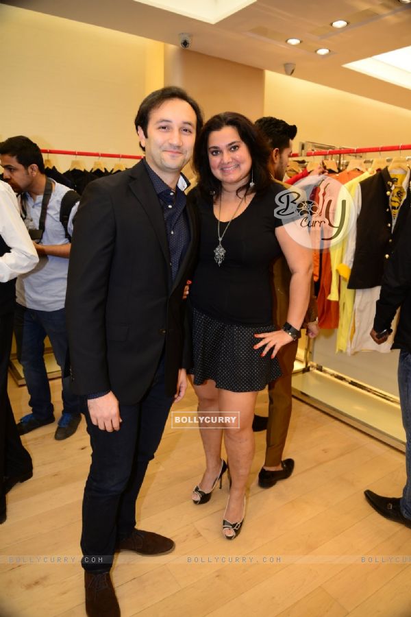 Aditya Hatkari with Divya Palat at Kunal Rawal's menswear collection launch at AZA