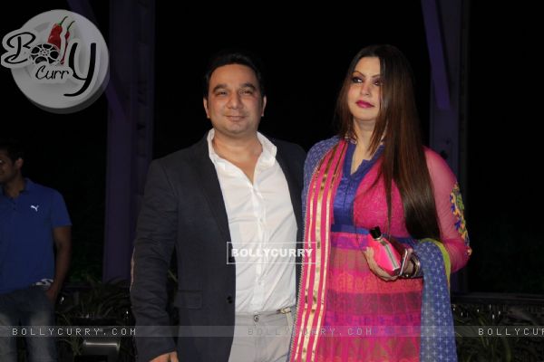 Ahmed Khan with his wife at Smita Thackerey's Son's Wedding Reception