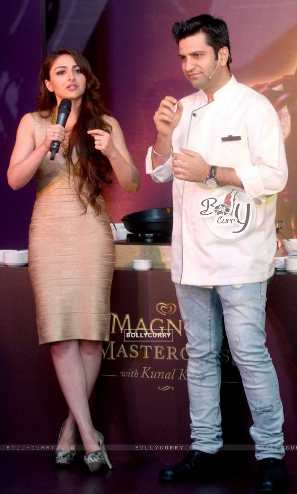 Soha Ali Khan interacts with the audience at Magnum Promotional Event