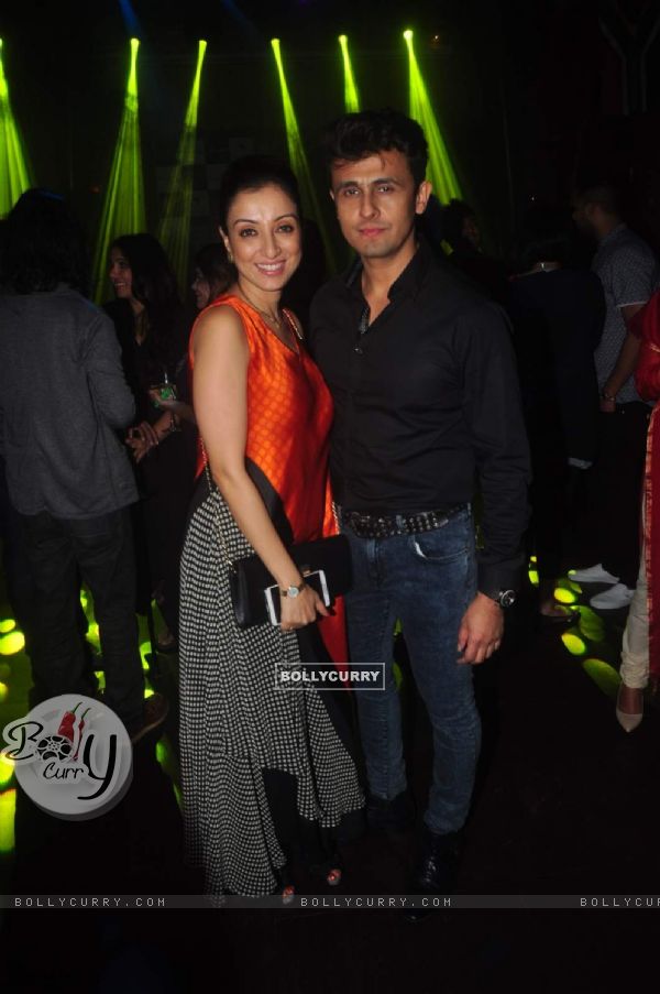 Sonu Nigam poses with his Wife at the Album Launch