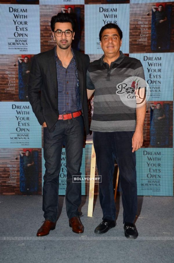 Ranbir Kapoor and Ronnie Screwvala pose for the media at the Book Launch