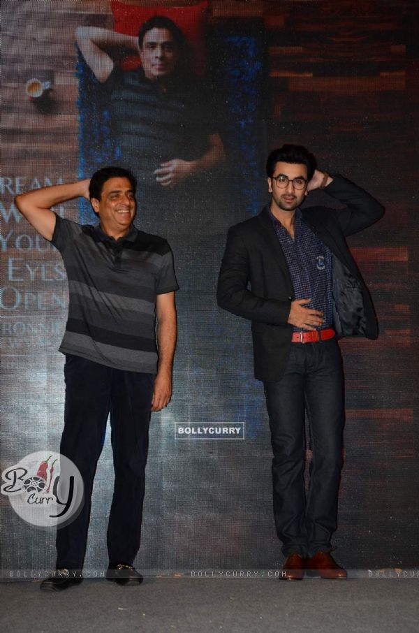 Ranbir Kapoor and Ronnie Screwvala pose for the media at the Book Launch