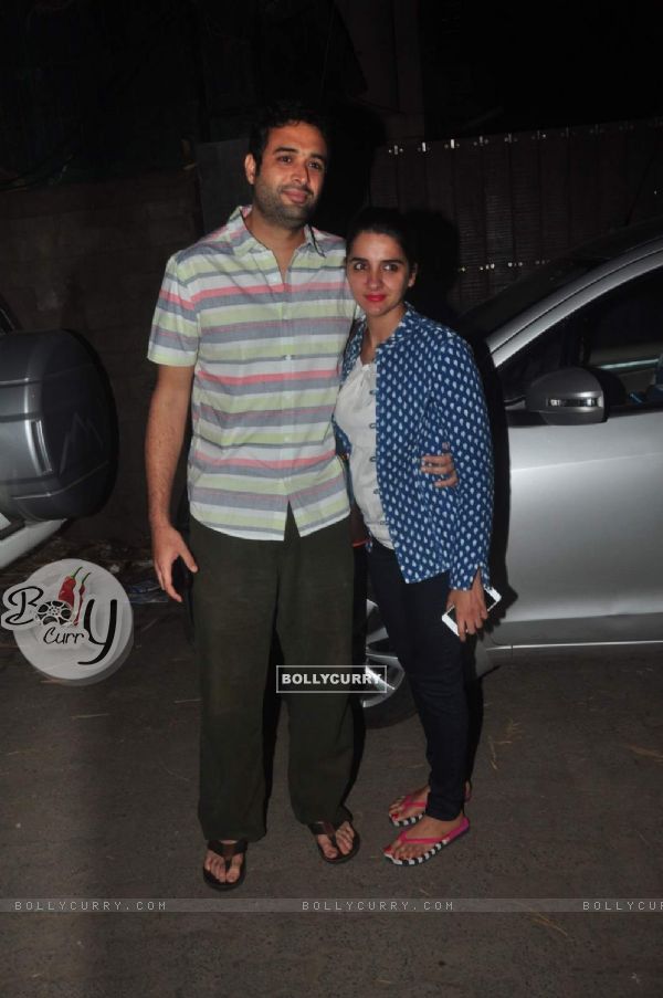 Shruti Seth poses with her husband at the Screening Held by Rajkumar Rao