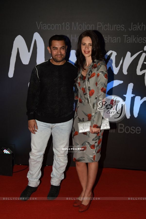Aamir Khan and Kalki Koechlin pose for the media at the Trailer Launch of Margarita, with a Straw (358050)
