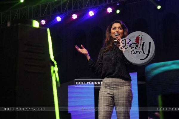 Madhuri Dixit interacts with the audience at Sathyabama University