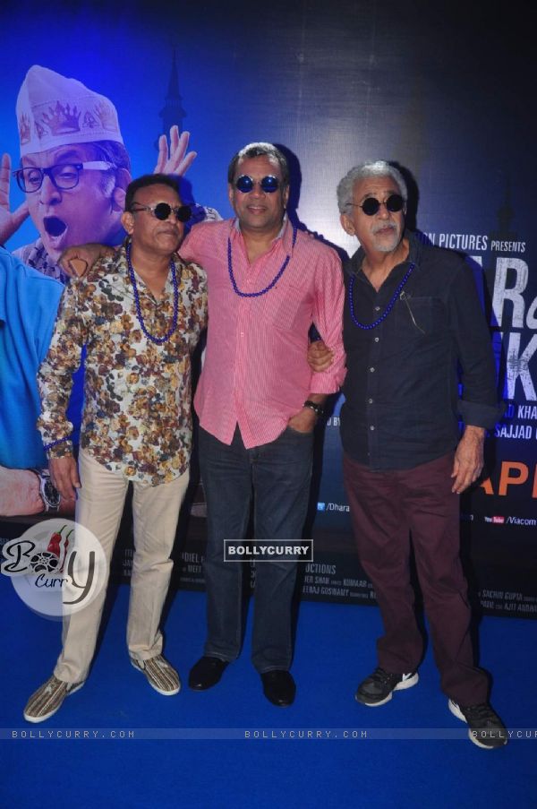 Celebs pose for the media at the Trailer Launch of Dharam Sankat Mein