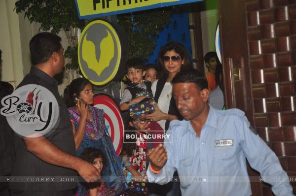 Shilpa Shetty was snapped with Son at Anu Dewan's Son's Birthday Bash