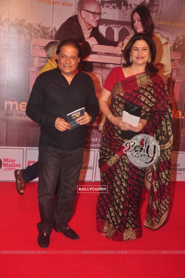 Anup Jalota and Kunickaa Lall pose for the media at the Premier of the Play Mera Woh Matlab Nahi Tha