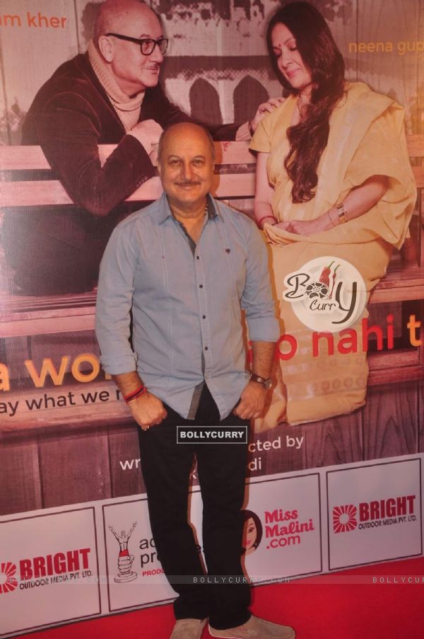 Anupam Kher poses for the media at the Premier of the Play Mera Woh Matlab Nahi Tha