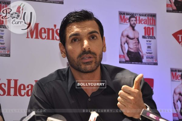 John Abraham interacts with the media at the Launch of Men's Health March Edition