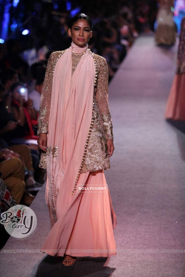 Carol Gracias walks the ramp for Manish Malhotra at the Lakme Fashion Week 2015 Day 1