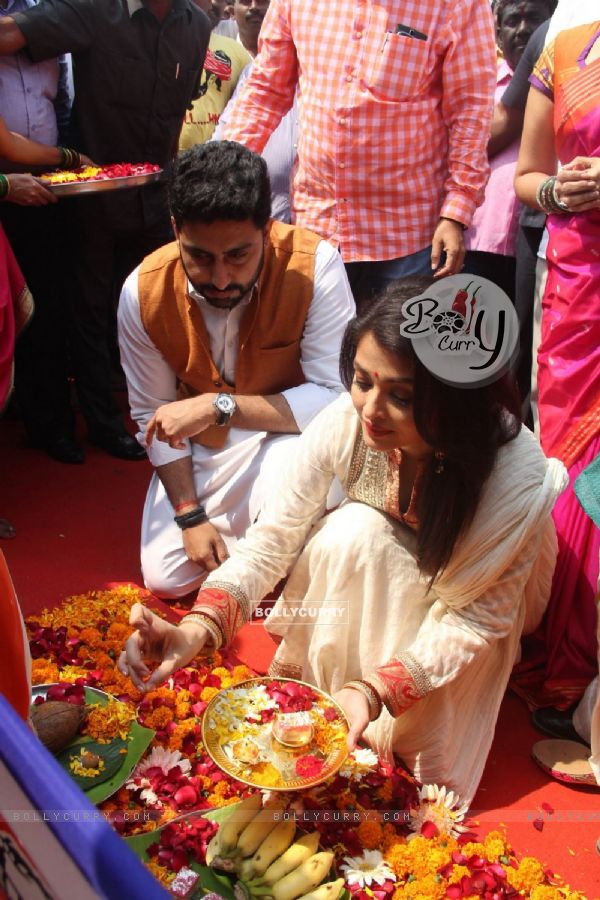 Aishwarya Rai Bachchan was snapped doing puja at Gudi Padwa Celebrations