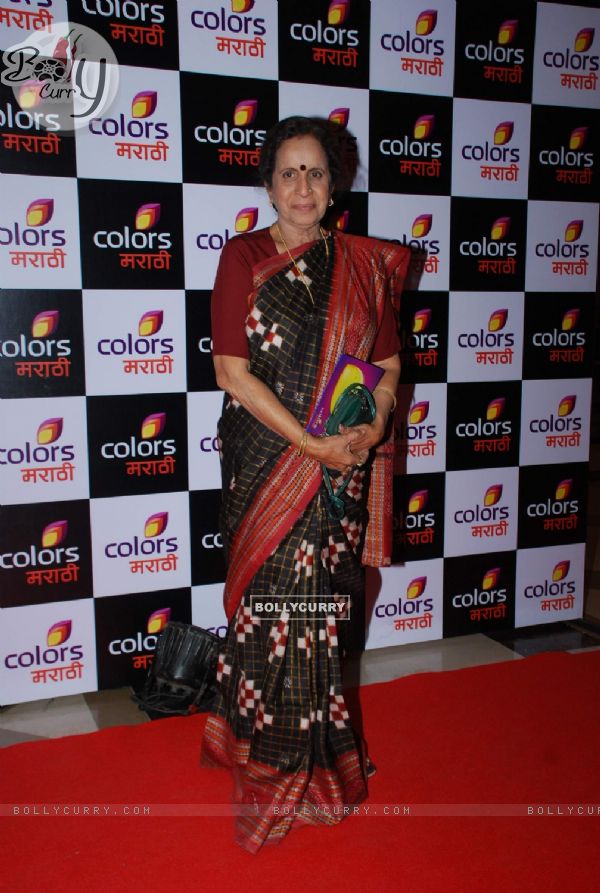 Usha Nadkarni poses for the media at the Launch of Colors Marathi