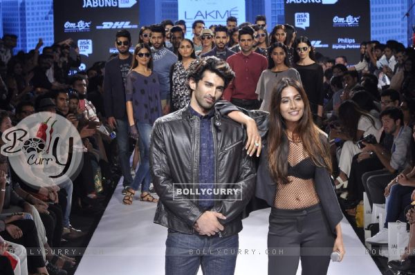 Aditya Roy Kapur and Monica Dogra walk for Tom Tailor at Lakme Fashion Week 2015 Day 3