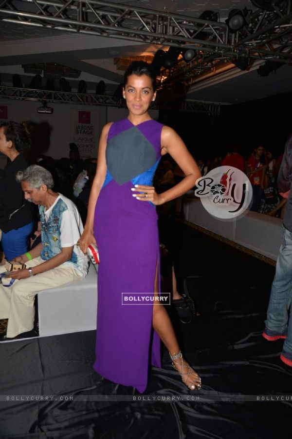 Mugdha Godse poses for the media at Lakme Fashion Week 2015 Day 4