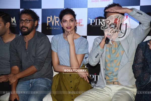 Irrfan Khan interacts with the audience at the Trailer Launch of Piku