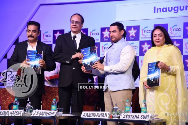 Aamir Khan and Kamal Haasan at FICCI Frames 2015 Inaugural Session