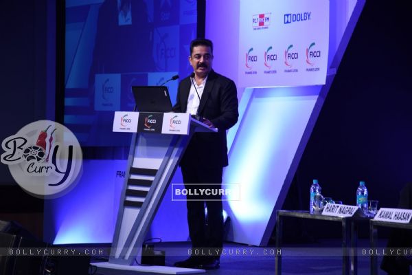 Kamal Haasan interacts with the audience at FICCI Frames 2015 Inaugural Session