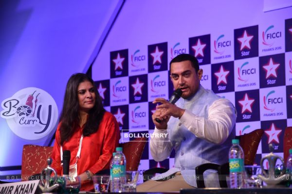 Aamir Khan interacts with the audience at FICCI Frames 2015 Inaugural Session