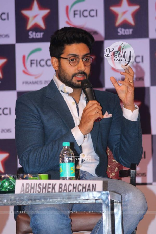 Abhishek Bachchan interacts with the audience at FICCI Frames 2015 Day 2