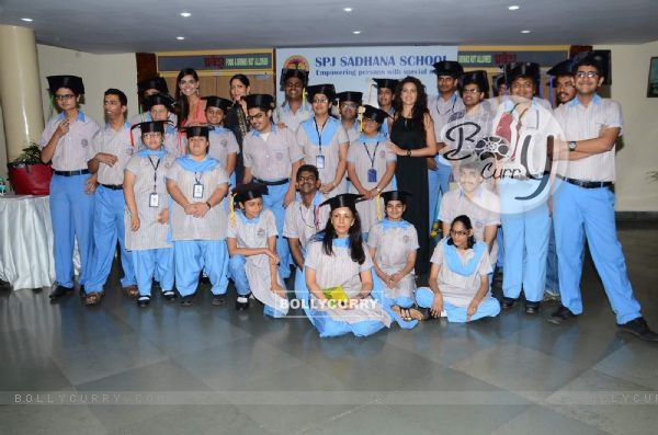 Celebs pose with students at SPJ Sadhana School for a Noble Cause Event