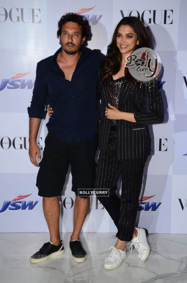 Homi Adajania and Deepika Padukone pose for the media at the Launch of Vogue Empower Film My Choice