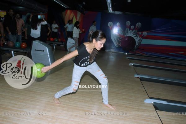 Shazahn Padamsee was snapped playing at the Promotions of Solid Patels
