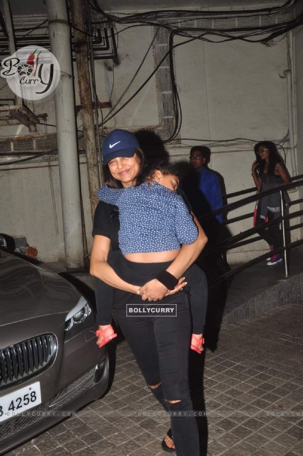 Sushmita Sen was snapped leaving from a late night show with her Daughter at PVR