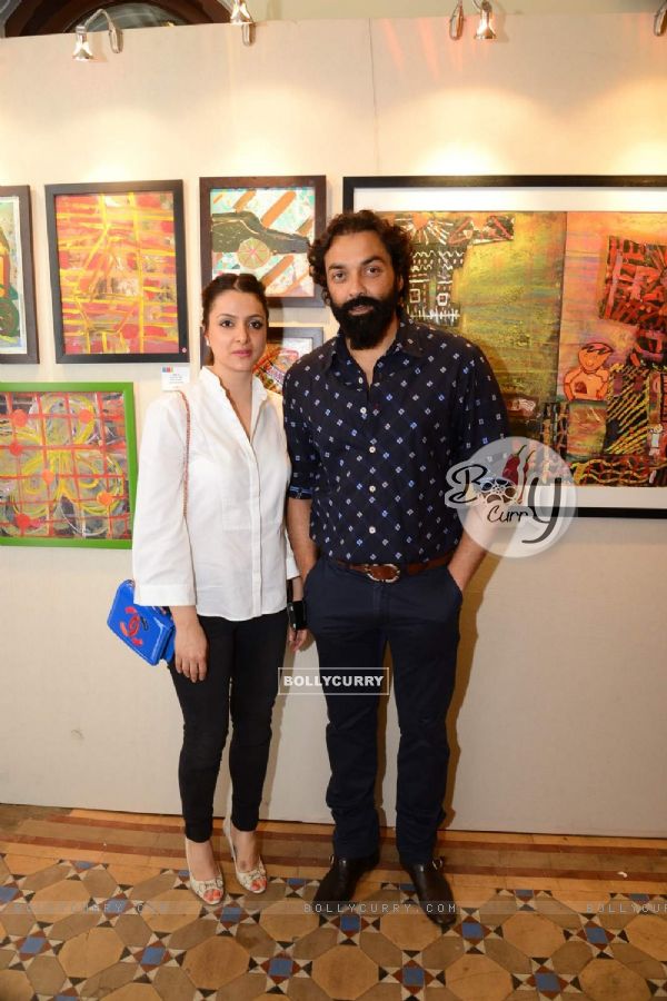 Bobby Deol poses with wife at The Gateway Schools Annual Art Show