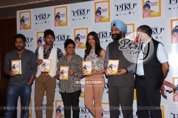 Shoojit Sircar, Irrfan Khan and Deepika Padukone at Amul Book Launch